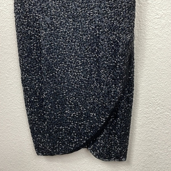 Vintage Cache Beaded Sheath Mini Dress Black LBD Cocktail Formal Silk Sz 8 - Picture 4 of 11